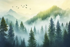 Foggy Forest Background Wallpaper Product Image 1