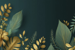 Green and Gold Leaves Background Wallpaper Product Image 1