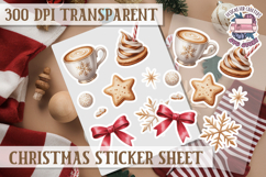 Christmas Watercolor Sticker Sheet Winter Cute Holiday PNG Product Image 1