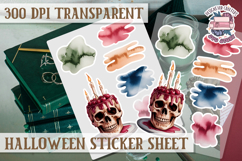 Halloween sticker sheet Creepy Scrapbook PNG Funny Skulls Product Image 1