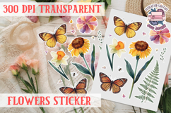 Summer sticker flowers butterfly Spring Botanical PNG Product Image 1