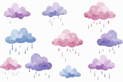 Pastel Colored Clouds and Rain Drops Background Wallpaper Product Image 1