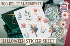Halloween sticker sheet Creepy Scrapbook PNG Funny Skulls Product Image 1
