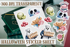 Halloween sticker sheet Creepy Scrapbook PNG Funny Skulls Product Image 1