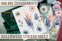 Halloween sticker sheet Creepy Scrapbook PNG Funny Skulls Product Image 1