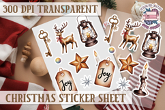 Christmas Watercolor Sticker Sheet Winter Cute Holiday PNG Product Image 1
