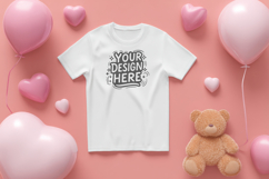 Teddy Valentine T-Shirt Mockup PSD JPG Product Image 1