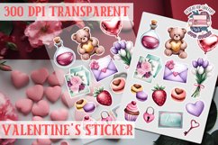 Love sticker Sheet Valentine Day Lovers Funny Heart PNG Product Image 1