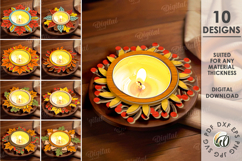 Autumn Leaf Candle Holders Bundle Laser Cut. Home Decor SVG Product Image 1