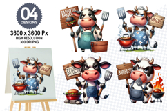 Watercolor Funny Cow Clipart PNG, Cow Sublimation Designs Product Image 1