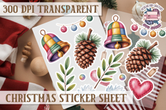 Christmas Sticker Sheet Watercolor Winter Holiday PNG Product Image 1