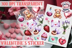 Love sticker Sheet Valentine Day Lovers Funny Heart PNG Product Image 1