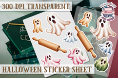 Halloween sticker sheet Creepy Scrapbook PNG Funny Skulls Product Image 1