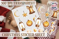 Christmas Watercolor Sticker Sheet Winter Cute Holiday PNG Product Image 1