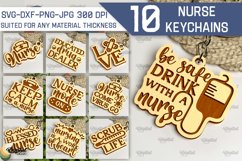 Nurse Wooden Keychains Laser Cut Bundle. Nurse Keychains SVG Product Image 1
