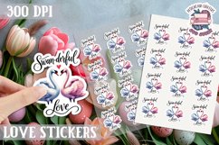Love sticker Sheet Valentine Day Cute Animals Quote PNG Product Image 1