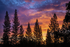 Vibrant Sunset Sky Trees Background Wallpaper Product Image 1