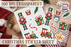 Christmas Watercolor Sticker Sheet Winter Cute Holiday PNG Product Image 1