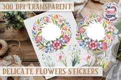 Summer sticker Delicate Scrapbook PNG Flowers Botanical Product Image 1