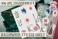 Halloween sticker sheet Creepy Scrapbook PNG Funny Skulls Product Image 1