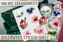 Halloween sticker sheet Creepy Scrapbook PNG Funny Skulls Product Image 1
