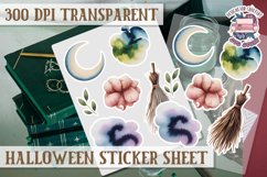 Halloween sticker sheet Creepy Scrapbook PNG Funny Skulls Product Image 1