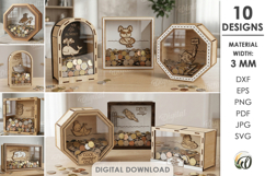 3D Funny Money Banks Bundle Laser Cut. Saving Box SVG Product Image 1