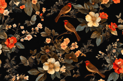 Flowers and Birds Background Wallpaper Product Image 1