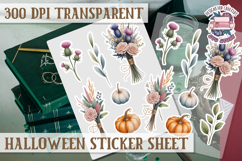 Halloween sticker sheet Creepy Scrapbook PNG Funny Skulls Product Image 1