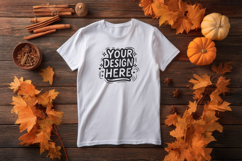 Cozy Autumn Flatlay T-Shirt Mockup PSD JPG Product Image 1