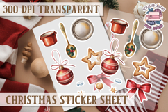 Christmas Watercolor Sticker Sheet Winter Cute Holiday PNG Product Image 1