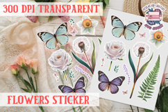 Summer sticker flowers butterfly Spring Botanical PNG Product Image 1