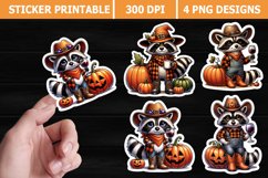 Raccoon Halloween Printable Stickers | High Quality 300 Dpi Product Image 1