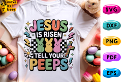 Jesus Is Risen Tell Your Peeps Svg,Png,Bunny, Checker Easter Product Image 1