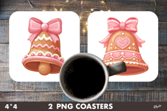 Christmas Pink Gingerbread Coaster PNG Product Image 1
