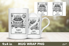 Cake Birthday Mug Wrap PNG. Birthday Sublimation PNG Product Image 1