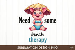 Beach Sublimation Design. Funny Piggy PNG Product Image 1