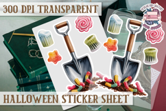 Halloween sticker sheet Creepy Scrapbook PNG Funny Skulls Product Image 1