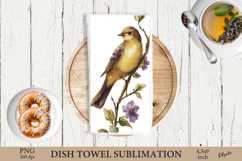 Easter Bird Dish Towel Sublimation, Watercolor Easter PNG Product Image 1