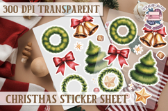 Christmas Watercolor Sticker Sheet Winter Cute Holiday PNG Product Image 1