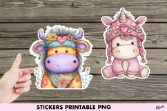 Funny Retro Animal Sticker PNG, Hippie Animal Sublimation Product Image 1