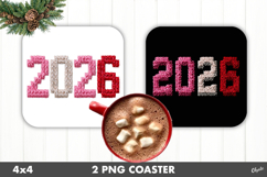 2026 Coaster PNG, Latch Hook Yarn Coaster PNG Product Image 1