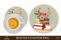 Heart and Book Coaster PNG. Round Coaster PNG Product Image 1