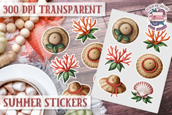 Summer Vibes sticker sheet Beach Scrapbook PNG Flowers Product Image 1