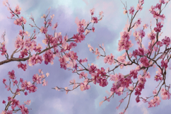 Cherry Blossoms Branch Background Product Image 1