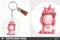 Valentine Keychain PNG, Cute Unicorn Sublimation PNG Product Image 1