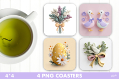 Charming Easter Sublimation PNG, Easter Coaster PNG Product Image 1