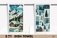 Patchwork XMAS Dish Towel PNG. Christmas Dish Towel Product Image 1