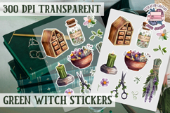 Green Witch sticker sheet Magic Scrapbook PNG Herbs Spells Product Image 1
