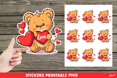 Valentine’s Sticker PNG, Cute Teddy Bear PNG Product Image 1